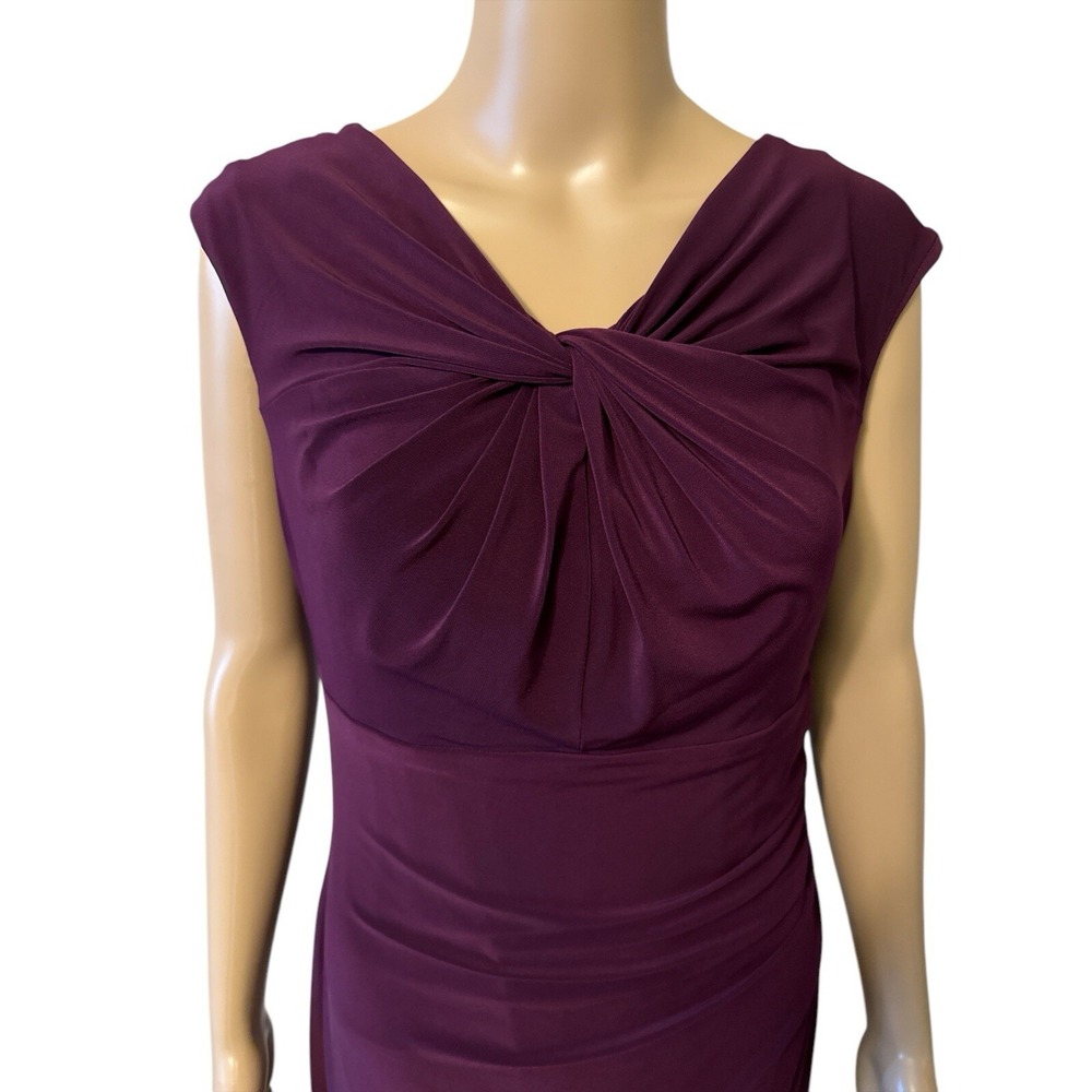 Lauren Ralph Lauren Sheath Dress Womens 6 Purple Knot Front Ruched Cowl Back